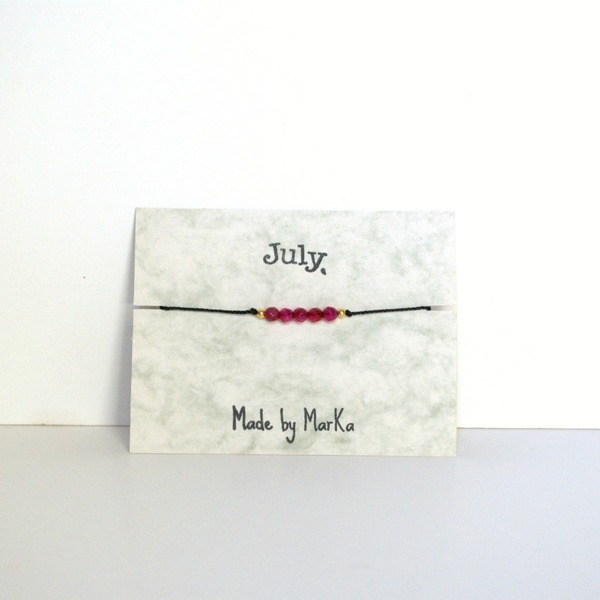 July birthstone bracelet - αχάτης, chic, handmade, δώρο, κορδόνια, χειροποίητα, χάντρες, minimal, αυξομειούμενα - 2