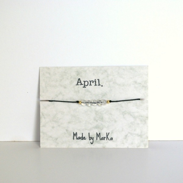 April birthstone bracelet - chic, handmade, δώρο, κορδόνια, χειροποίητα, χάντρες, minimal, αυξομειούμενα - 2