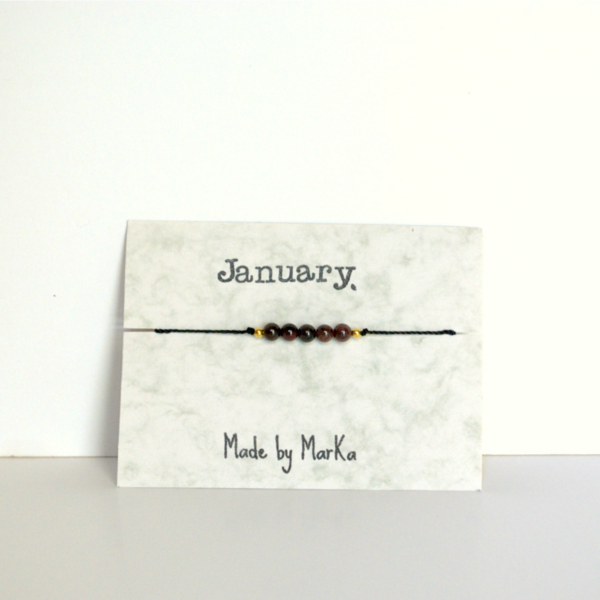 January birthstone bracelet - chic, handmade, δώρο, κορδόνια, χειροποίητα, χάντρες, minimal, αυξομειούμενα - 2