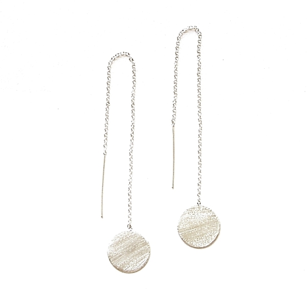 Full Moon thread chain earrings - αλυσίδες, chic, handmade, fashion, design, μόδα, ιδιαίτερο, ασήμι 925, σκουλαρίκια, χειροποίητα, κρεμαστά