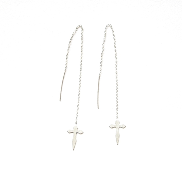 Cross Thread chain earrings - αλυσίδες, chic, handmade, fashion, design, μόδα, ασήμι 925, σκουλαρίκια, χειροποίητα, κρεμαστά