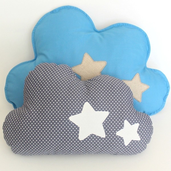 Μαξιλάρι γαλάζιο σύννεφο - βαμβάκι, αστέρι, για παιδιά, μαξιλάρια - 4