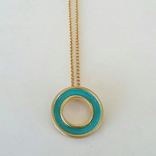 Wheel pendant - αλυσίδες, χρωματιστό, επιχρυσωμένα, ασήμι 925, σμάλτος, μακρύ, κύκλος, χειροποίητα, κοντά, κρεμαστά