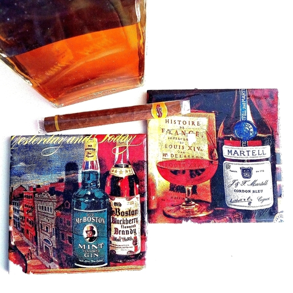 Σουβέρ κεραμικά ''Whiskey'' σετ 4 τμχ - γυαλί, ανδρικά, σουβέρ, δώρο, κεραμικό, κεραμικό, χειροποίητα, δωράκι, διακοσμητικά μπουκάλια - 2