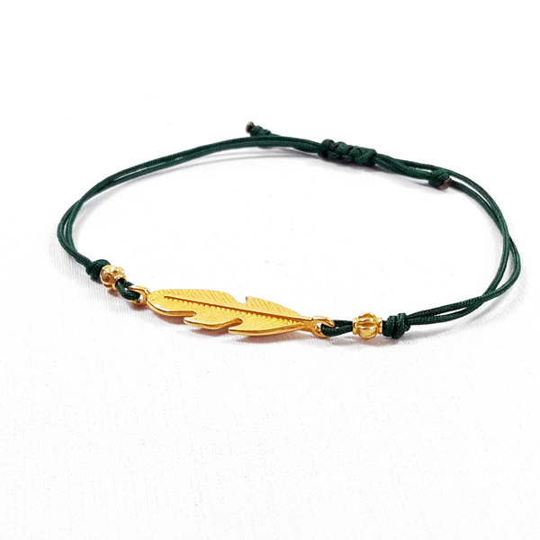 Leaf Bracelet - charms, γυναικεία, ορείχαλκος, κορδόνια, φύλλο, minimal, αυξομειούμενα
