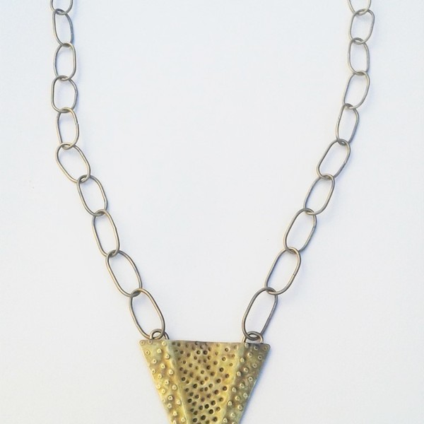 Triangle necklace, χειροποίητο κολιέ, ορείχαλκος - statement, chic, handmade, fashion, ορείχαλκος, μακρύ, κολιέ, χειροποίητα, boho - 4