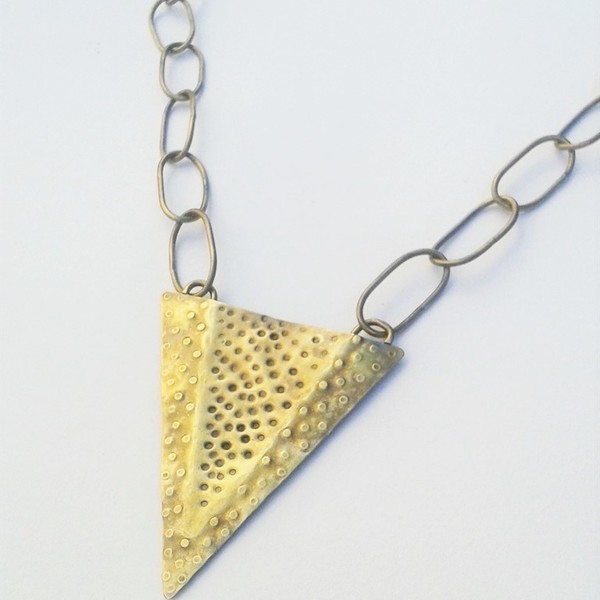 Triangle necklace, χειροποίητο κολιέ, ορείχαλκος - statement, chic, handmade, fashion, ορείχαλκος, μακρύ, κολιέ, χειροποίητα, boho - 3