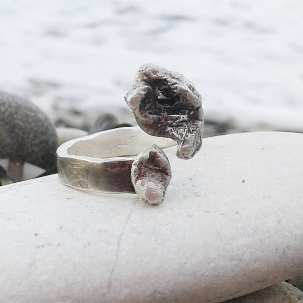 Silver pebbles ring, χειροποίητο one of a kind ασημένιο δαχτυλίδι .925 - statement, chic, handmade, fashion, ασήμι 925, δαχτυλίδι, δαχτυλίδια, χειροποίητα - 2