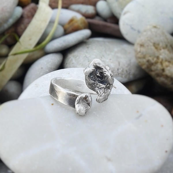 Silver pebbles ring, χειροποίητο one of a kind ασημένιο δαχτυλίδι .925 - statement, chic, handmade, fashion, ασήμι 925, δαχτυλίδι, δαχτυλίδια, χειροποίητα - 4