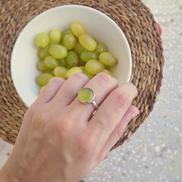 Jade ring | δαχτυλίδι με ημιπολύτιμο λίθο νεφρίτη - ημιπολύτιμες πέτρες, handmade, χρωματιστό, μοντέρνο, γυναικεία, στρογγυλό, ασήμι 925, νεφρίτης, αλπακάς, χειροποίητα, χαρούμενο - 3
