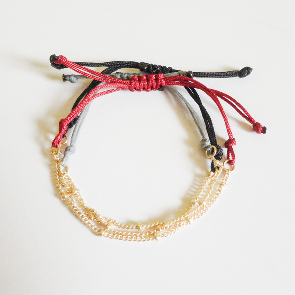 _chain bracelet-χειροποίητο βραχιόλι με αλυσίδα - αλυσίδες, αλυσίδες, chic, handmade, charms, κερωμένα κορδόνια, μοντέρνο, κορδόνια, χειροποίητα, minimal, boho, αυξομειούμενα, φθηνά - 2