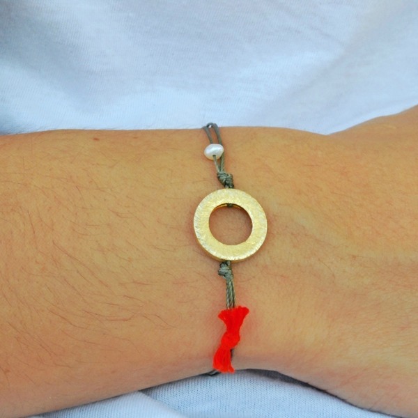 Karma ring bracelet - statement, chic, handmade, μαργαριτάρι, επιχρυσωμένα, κορδόνια, χειροποίητα - 4