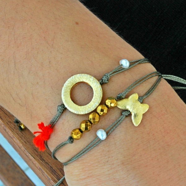 Karma ring bracelet - statement, chic, handmade, μαργαριτάρι, επιχρυσωμένα, κορδόνια, χειροποίητα - 5