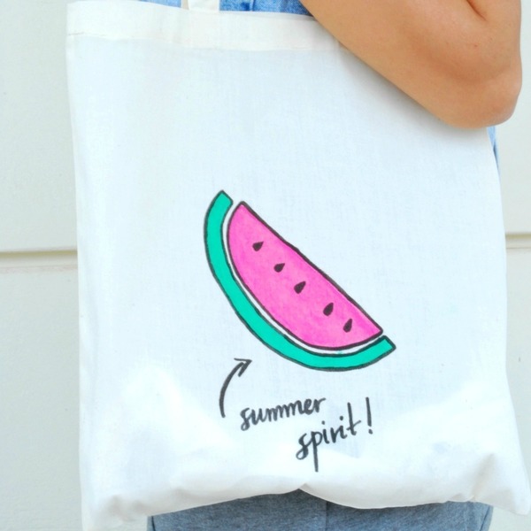 Summer spirit canvas tote - βαμβάκι, καλοκαιρινό, ζωγραφισμένα στο χέρι, ώμου, τσάντα - 2