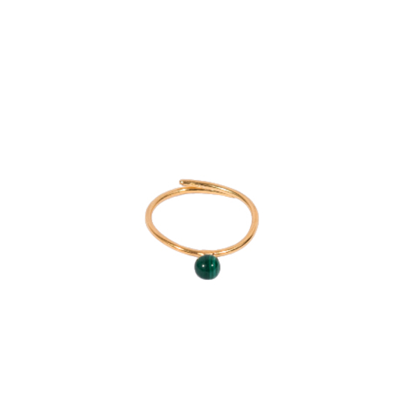 "Petra" ring II Μαλαχίτης - vintage, επιχρυσωμένα, ασήμι 925, βεράκια, μικρά, αυξομειούμενα