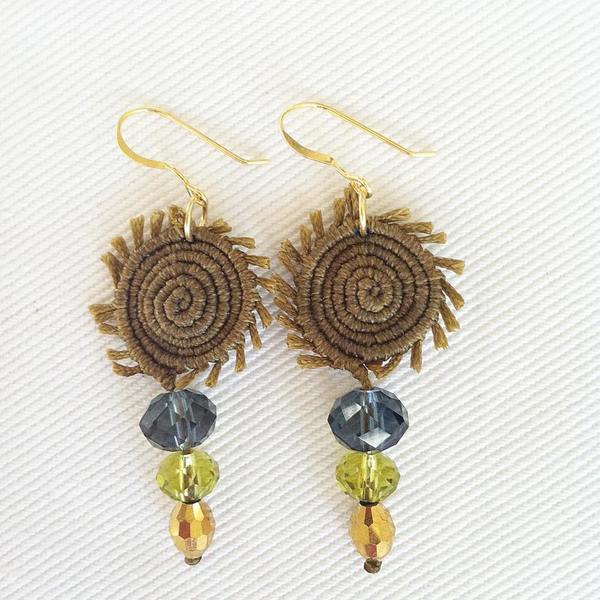 Σκουλαρίκια "Spiral Love" - earrings - chic, handmade, fashion, κερωμένα κορδόνια, γυναικεία, επιχρυσωμένα, κρύσταλλα, customized, σκουλαρίκια, χειροποίητα, χειροποίητα σκουλαρίκια με πέρλε, boho, ethnic - 4