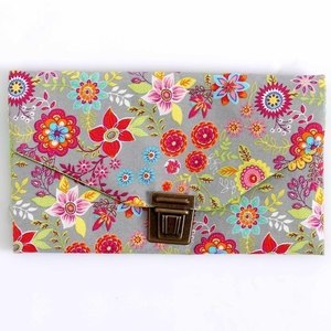 MULTI FLOWER-πορτοφόλι με θήκες για κάρτες και φερμουάρ - ύφασμα, handmade, fashion, vintage, μοναδικό, πορτοφολάκι, χειροποίητα, θήκες