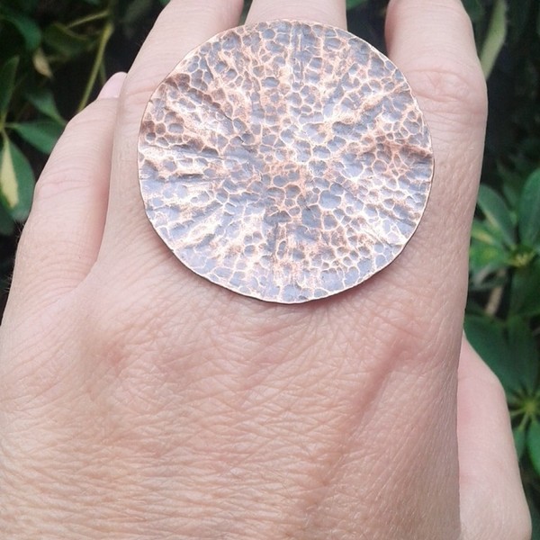 Circle of copper, χειροποίητο μοναδικό δαχτυλίδι, statement - statement, chic, handmade, χαλκός, δαχτυλίδι, δαχτυλίδια, χειροποίητα, boho - 5