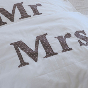 Σεντόνια Mr & Mrs - λευκά είδη, δώρα γάμου, mr & mrs, personalised, δώρα αγίου βαλεντίνου - 3
