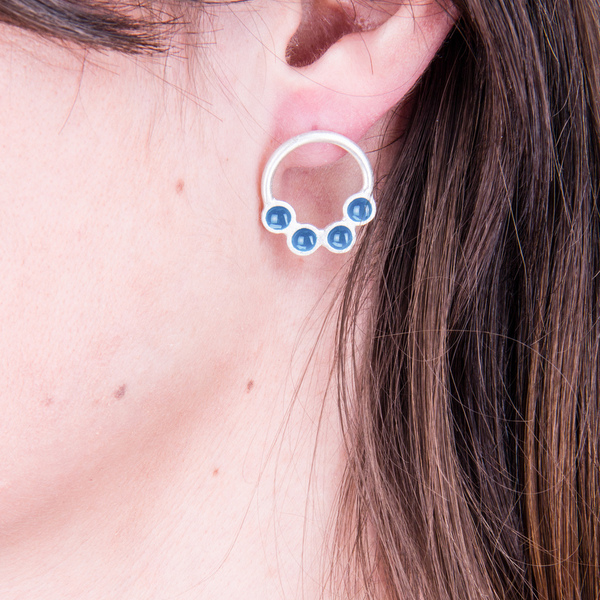 Eclipse Earrings - πολύχρωμο, χρωματιστό, επιχρυσωμένα, ασήμι 925, σμάλτος, χειροποίητα - 3