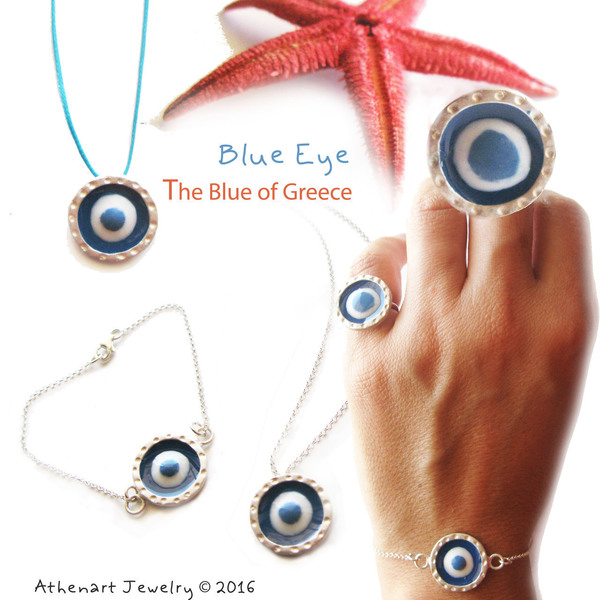 Δαχτυλίδι Evil eye / Ασήμι 925 - statement, ασήμι, handmade, χρωματιστό, charms, design, γυναικεία, chevalier, ασήμι 925, σμάλτος, δαχτυλίδι, γεωμετρικά σχέδια, δαχτυλίδια, χειροποίητα, μάτι - 5