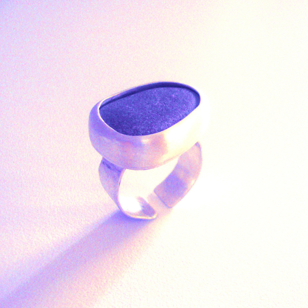 Ασημένιο δαχτυλίδι με βότσαλο "Sea stone" - statement, ασήμι 925, χειροποίητα, ethnic, μεγάλα, βότσαλα, αυξομειούμενα - 3
