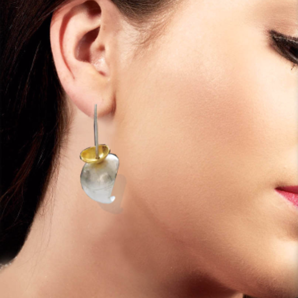 Ασημένια Σκουλαρίκια Drop / Silver drop earrings / Gold earrings - ασήμι, handmade, μοναδικό, μοντέρνο, επιχρυσωμένα, ασήμι 925, μακρύ, σκουλαρίκια, χειροποίητα, κρεμαστά - 2