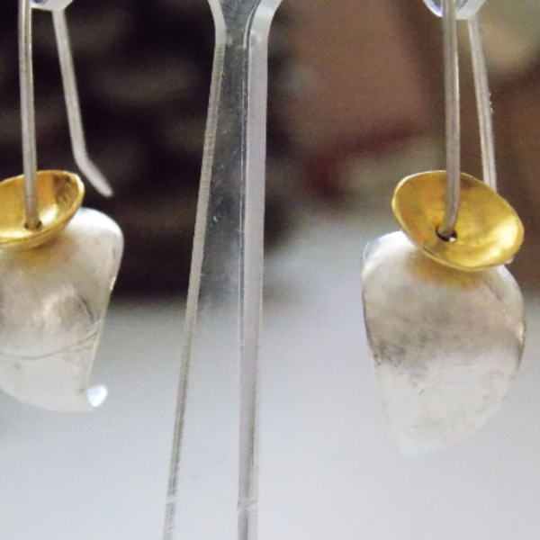 Ασημένια Σκουλαρίκια Drop / Silver drop earrings / Gold earrings - ασήμι, handmade, μοναδικό, μοντέρνο, επιχρυσωμένα, ασήμι 925, μακρύ, σκουλαρίκια, χειροποίητα, κρεμαστά - 3