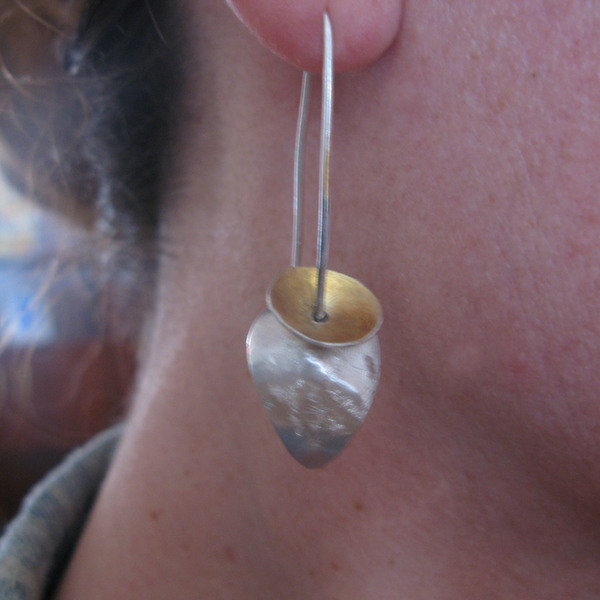 Ασημένια Σκουλαρίκια Drop / Silver drop earrings / Gold earrings - ασήμι, handmade, μοναδικό, μοντέρνο, επιχρυσωμένα, ασήμι 925, μακρύ, σκουλαρίκια, χειροποίητα, κρεμαστά - 4