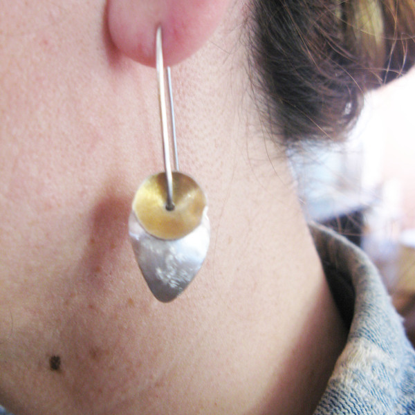 Ασημένια Σκουλαρίκια Drop / Silver drop earrings / Gold earrings - ασήμι, handmade, μοναδικό, μοντέρνο, επιχρυσωμένα, ασήμι 925, μακρύ, σκουλαρίκια, χειροποίητα, κρεμαστά - 5