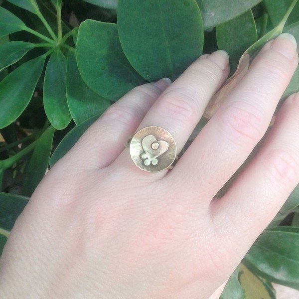 Love ring, δαχτυλίδι καρδιά χειροποίητο, ορείχαλκος - chic, handmade, ορείχαλκος, καρδιά, δαχτυλίδι, δαχτυλίδια, χειροποίητα, boho - 4