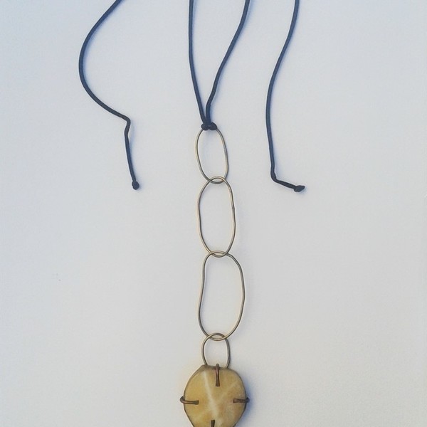 Stone necklace no1, χειροποίητο μακρύ κολιέ από ορείχαλκο - chic, handmade, fashion, ορείχαλκος, χαλκός, μακρύ, κολιέ, χειροποίητα, boho - 3