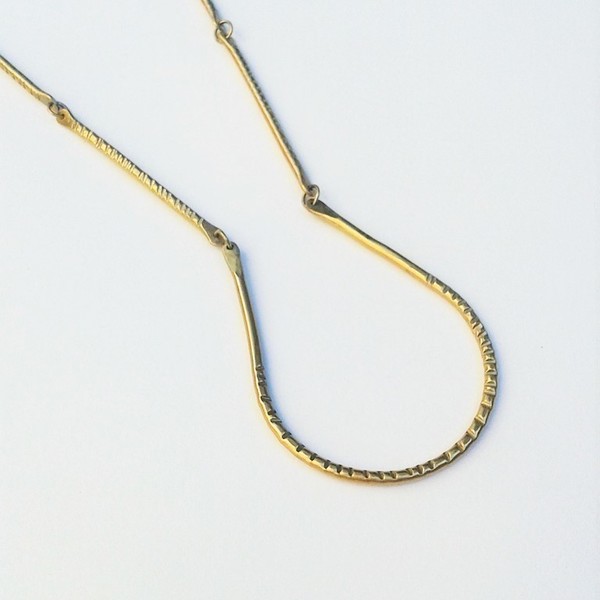 Gold lines necklace - χειροποίητο μακρύ κολιέ - statement, αλυσίδες, chic, handmade, ορείχαλκος, κολιέ, χειροποίητα, boho