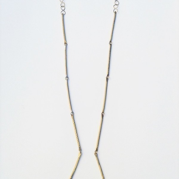 Gold lines necklace - χειροποίητο μακρύ κολιέ - statement, αλυσίδες, chic, handmade, ορείχαλκος, κολιέ, χειροποίητα, boho - 2