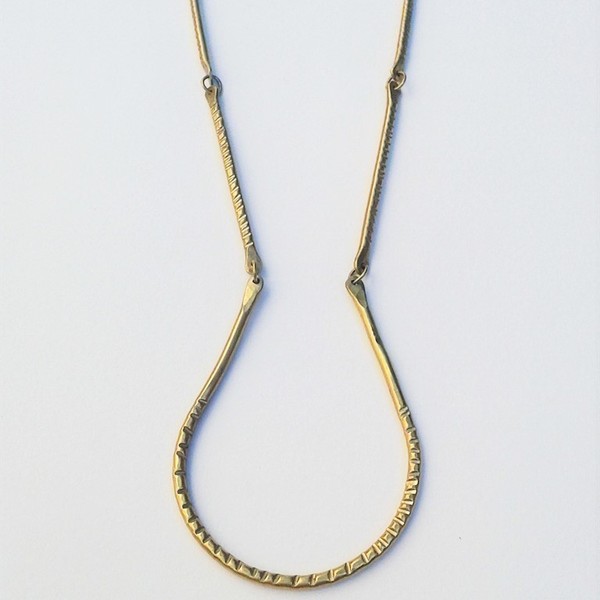 Gold lines necklace - χειροποίητο μακρύ κολιέ - statement, αλυσίδες, chic, handmade, ορείχαλκος, κολιέ, χειροποίητα, boho - 3