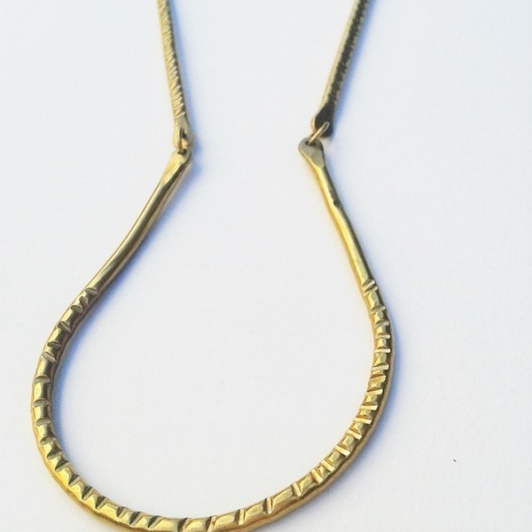 Gold lines necklace - χειροποίητο μακρύ κολιέ - statement, αλυσίδες, chic, handmade, ορείχαλκος, κολιέ, χειροποίητα, boho - 4