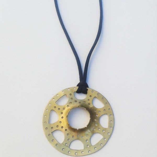 Multi pierced circle necklace - χειροποίητο κολιέ σε μαύρο σατέν κορδόνι - statement, chic, handmade, σατέν, ορείχαλκος, κολιέ, κορδόνια, χειροποίητα, boho - 4
