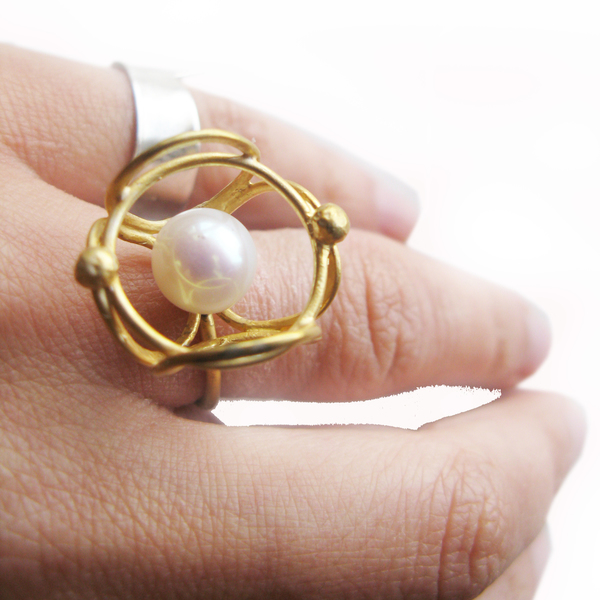 Δαχτυλίδι με μαργαριτάρι /Big Pearl silver ring - statement, ασήμι, chic, handmade, fashion, μαργαριτάρι, γυναικεία, chevalier, customized, δαχτυλίδι, χειροποίητα - 5