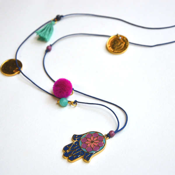 Handmade Hamsa Necklace - vintage, charms, γυναικεία, χειροποίητα, boho