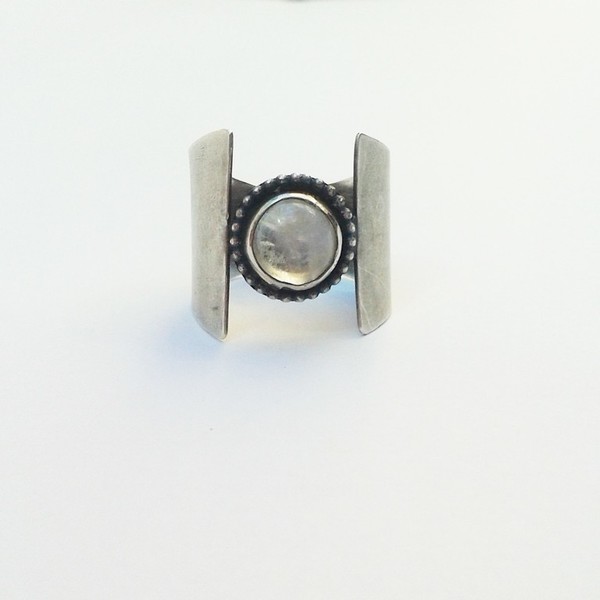 Moonstone ring no2 - χειροποίητο ασημένιο δαχτυλίδι (.925) - statement, chic, handmade, fashion, ασήμι 925, φεγγάρι, δαχτυλίδι, χειροποίητα, boho