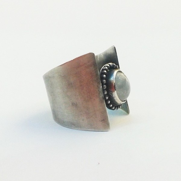 Moonstone ring no2 - χειροποίητο ασημένιο δαχτυλίδι (.925) - statement, chic, handmade, fashion, ασήμι 925, φεγγάρι, δαχτυλίδι, χειροποίητα, boho - 2