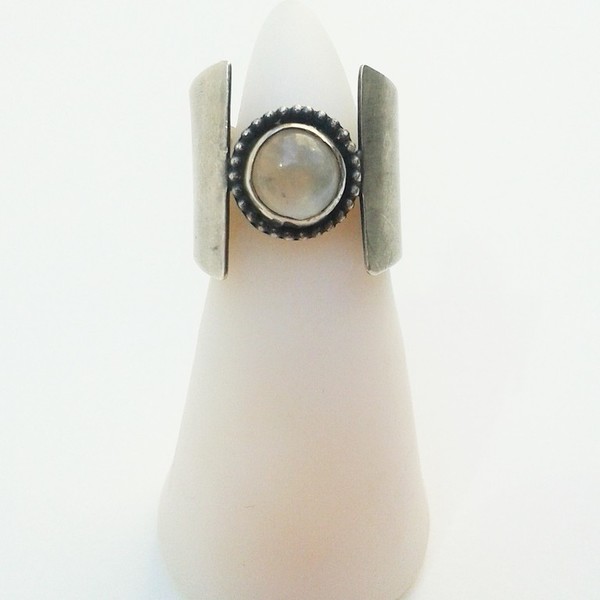Moonstone ring no2 - χειροποίητο ασημένιο δαχτυλίδι (.925) - statement, chic, handmade, fashion, ασήμι 925, φεγγάρι, δαχτυλίδι, χειροποίητα, boho - 3