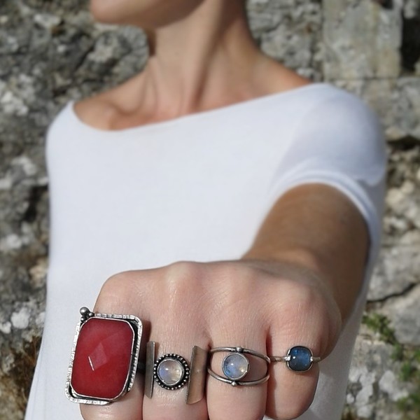 Moonstone ring no2 - χειροποίητο ασημένιο δαχτυλίδι (.925) - statement, chic, handmade, fashion, ασήμι 925, φεγγάρι, δαχτυλίδι, χειροποίητα, boho - 5