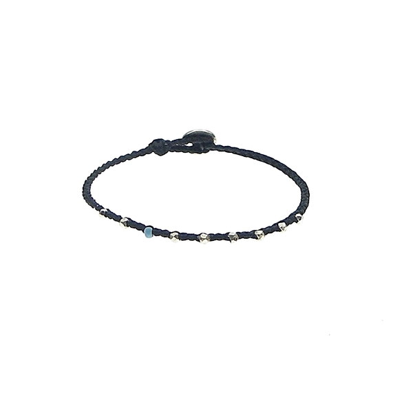 Comfy Bracelet in Black - chic, handmade, fashion, κερωμένα κορδόνια, design, μόδα, ασήμι 925, βραχιόλι, βραχιόλια, χειροποίητα