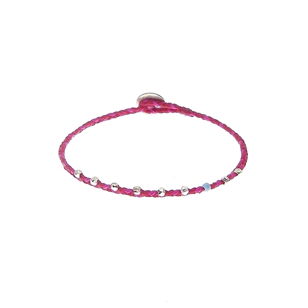 Comfy Bracelet in Dark Red/Warm Pink - chic, handmade, fashion, κερωμένα κορδόνια, design, μόδα, ασήμι 925, βραχιόλι, βραχιόλια, χειροποίητα