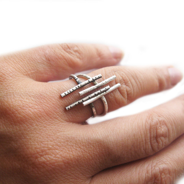 Δαχτυλίδι 2 μπάρες / silver bar ring/parallel ring - statement, ασήμι, chic, handmade, fashion, design, μόδα, γυναικεία, chevalier, ασήμι 925, customized, street style, δαχτυλίδι, δαχτυλίδια, χειροποίητα - 3