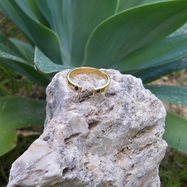 Open Ring with zircon in gold - ημιπολύτιμες πέτρες, chic, handmade, fashion, design, μόδα, chevalier, επιχρυσωμένα, επιχρυσωμένα, δαχτυλίδι, χειροποίητα - 3