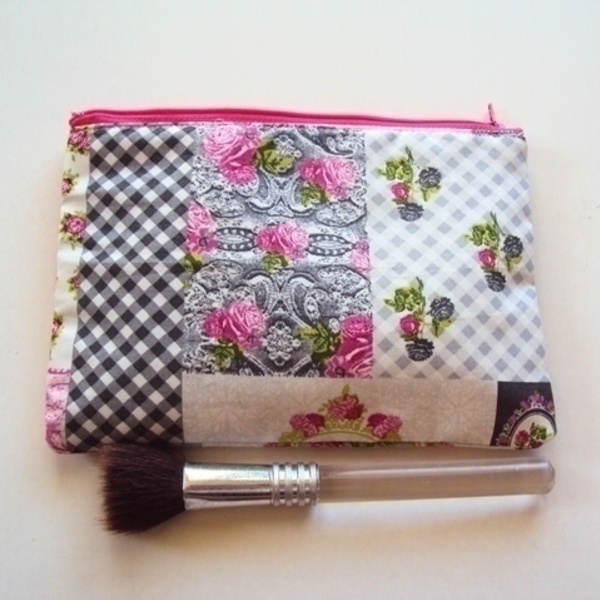 Νεσεσέρ grey pink roses - βαμβάκι, γυναικεία, κορίτσι, τσάντα - 4