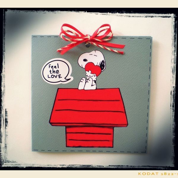 Snoopy Greeting card - κορδέλα, χαρτί, χειροποίητα - 2