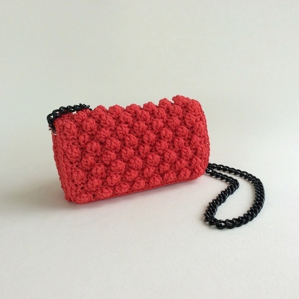 Τσαντάκι Κροσέ με Αλυσίδα - αλυσίδες, αλυσίδες, πλαστικό, crochet, τσάντα, κορδόνια